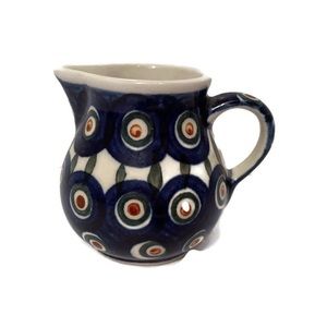 POLISH POTTERY CREAMER MINI PITCHER BLUE WHITE HANDMADE HOME BOLESLAWIEC